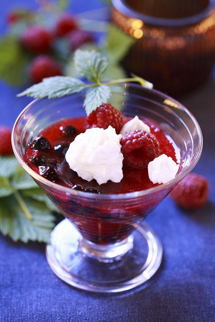 Raspberry and blueberry dessert