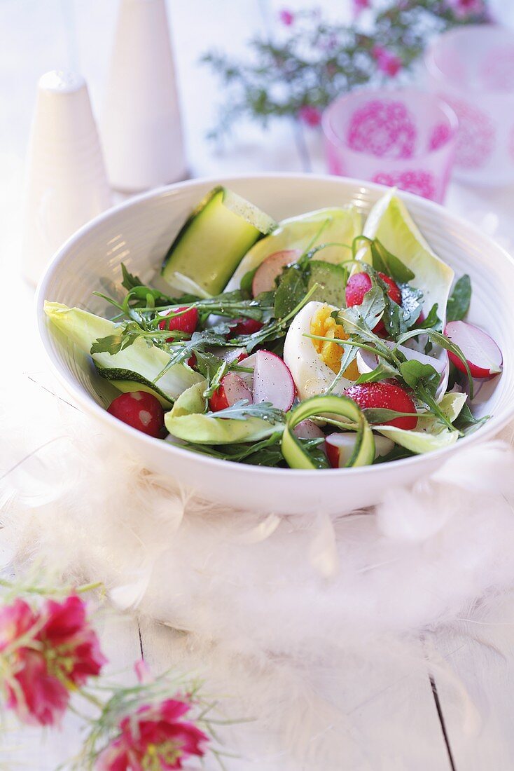 Spring salad with radishes and egg