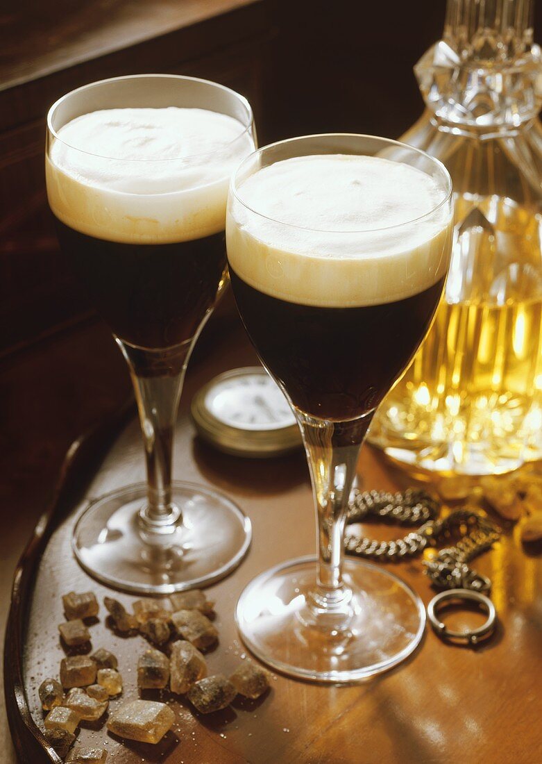 Irish Coffee in Stem Glasses