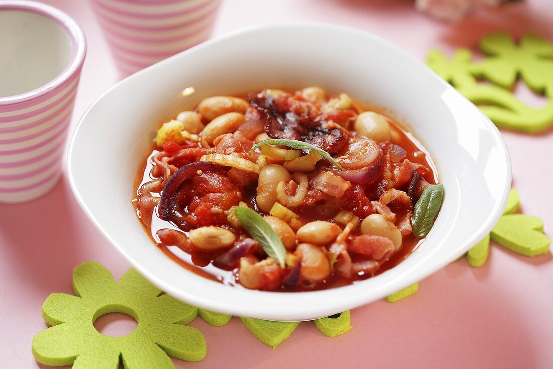Bean, tomato and celery stew