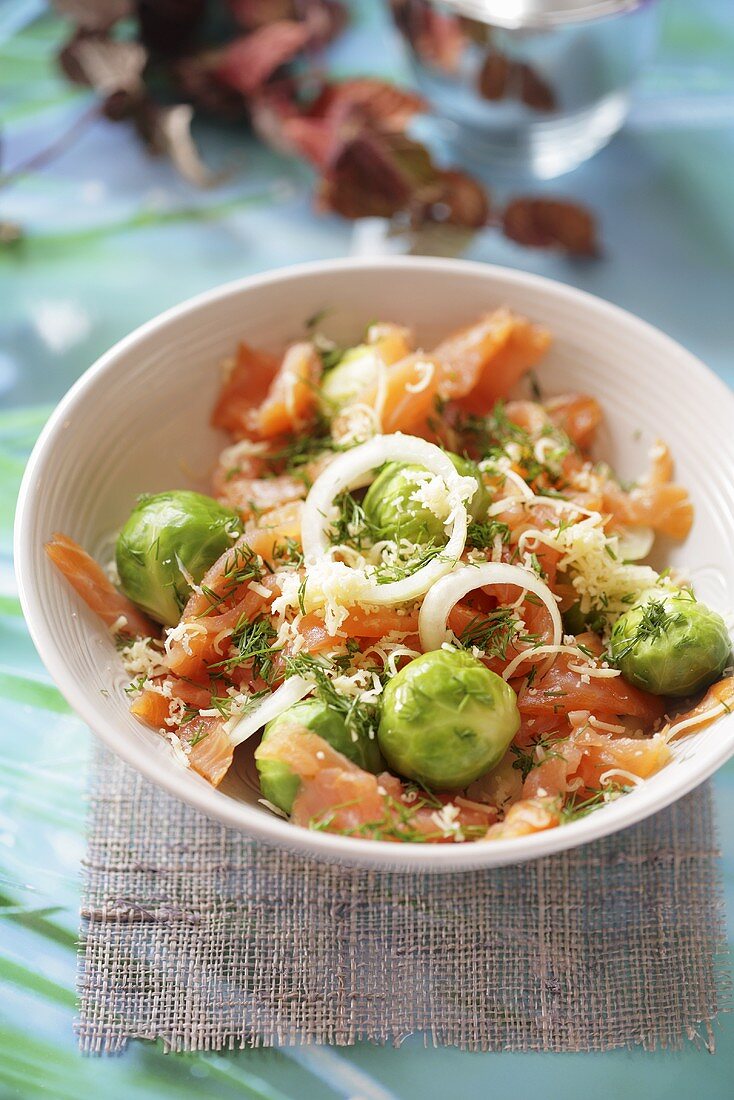 Brussels sprout and salmon salad