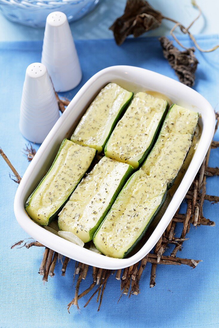 Courgettes with herb sauce