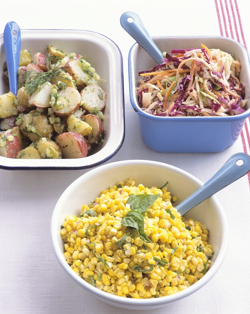 Partysalate: Kartoffel-, Rohkost- und Maissalat