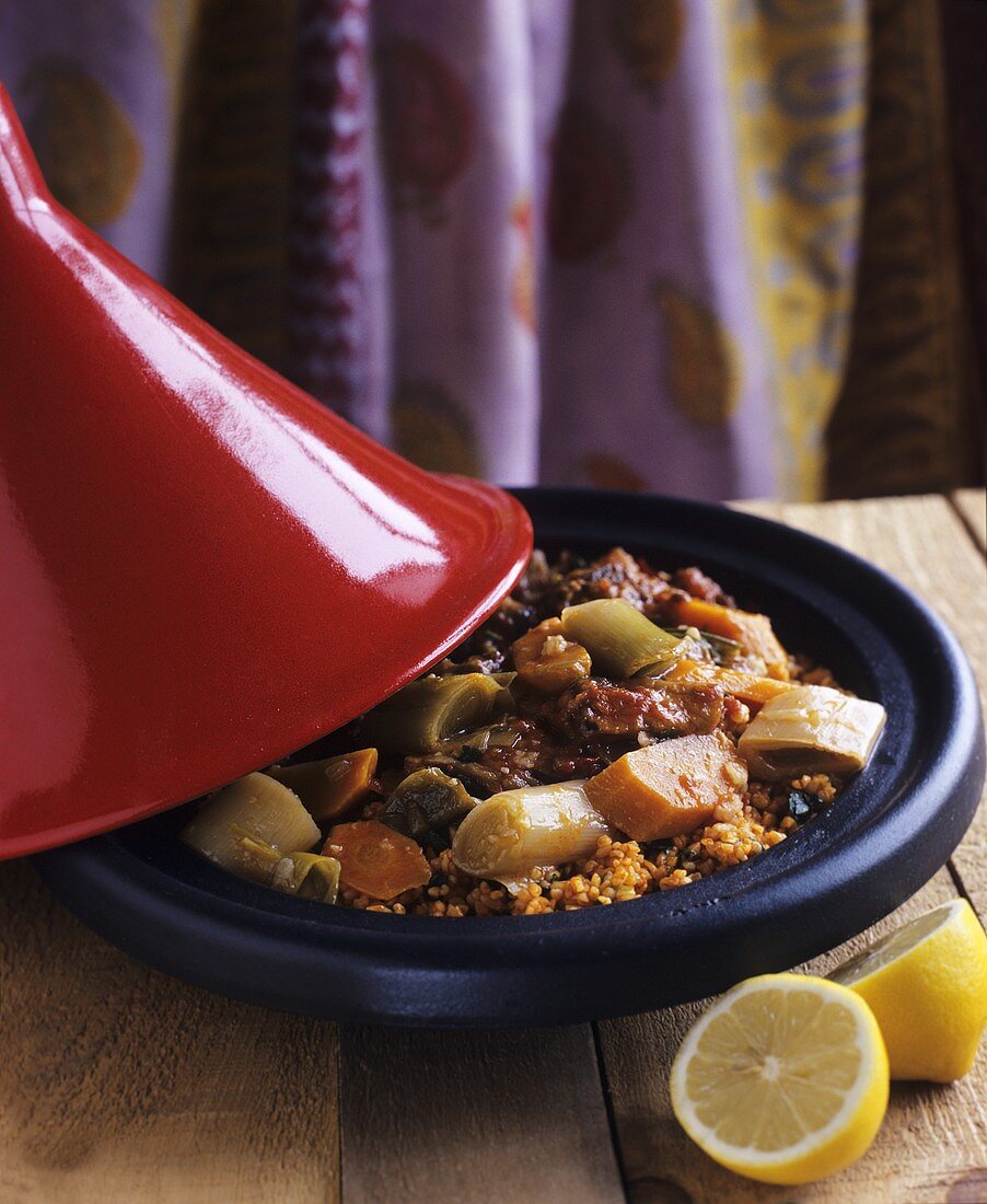 Tajine with vegetables and couscous