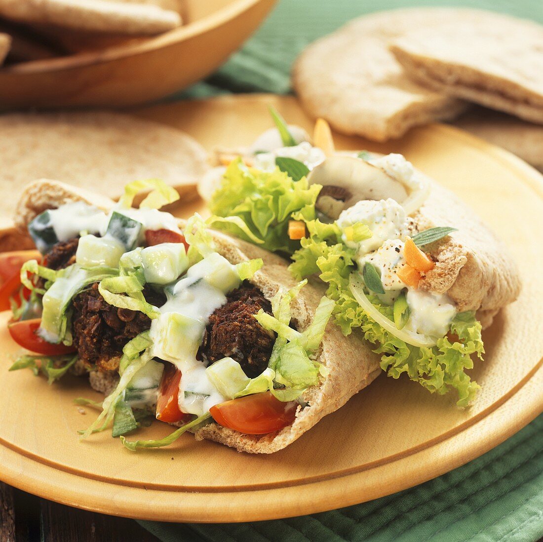 Two filled pita breads