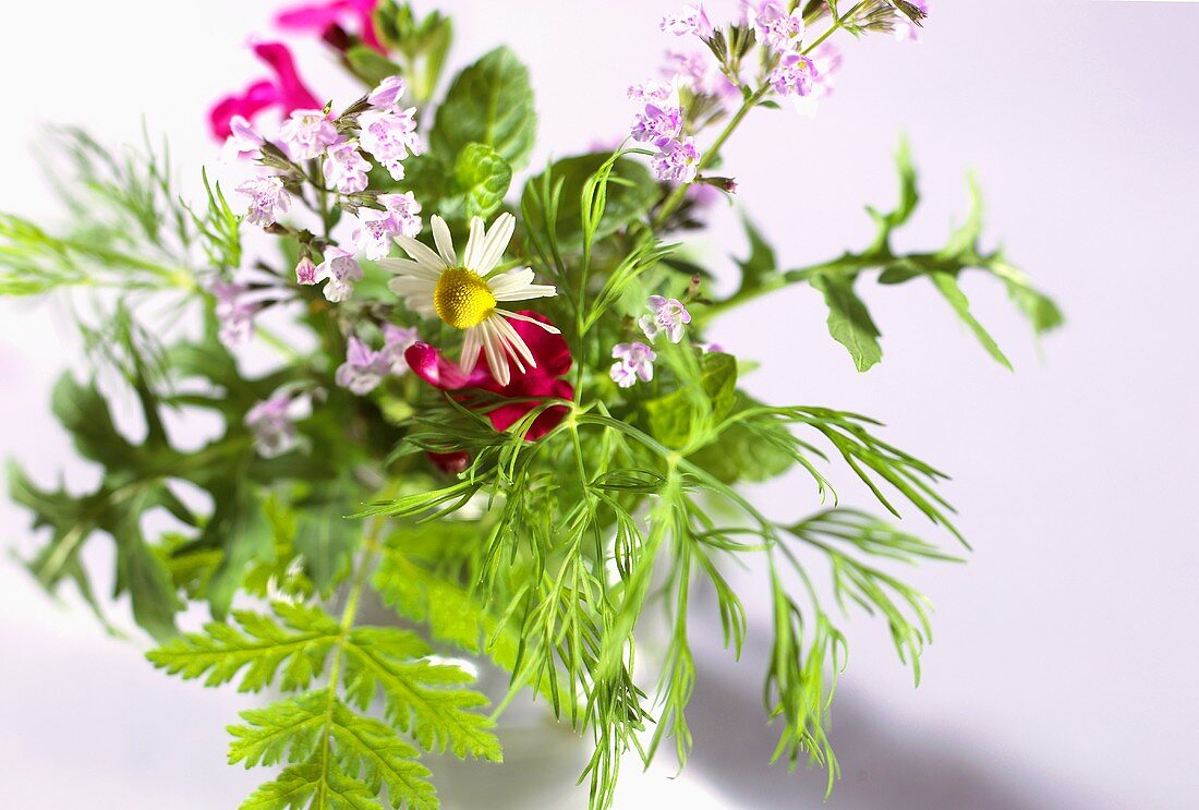 Gemischter Kräuterstrauss mit Blüten