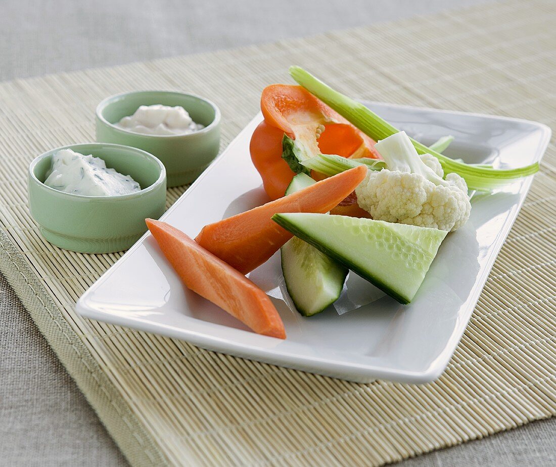 Raw vegetables for dipping