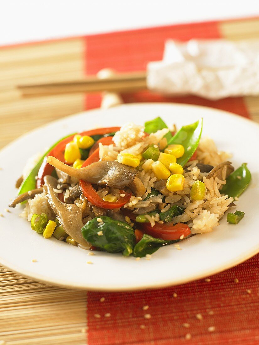 Rice dish with vegetables and sesame (China)