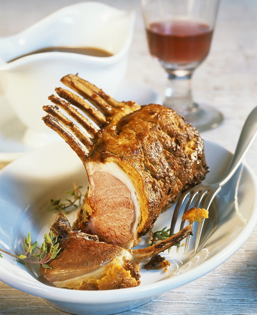 Rack of lamb with mustard and herb crust
