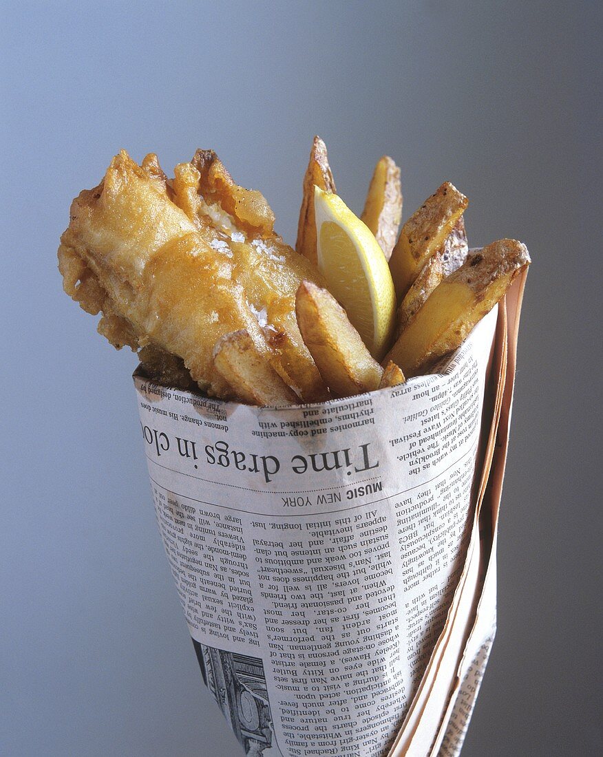 Fish and chips in newspaper
