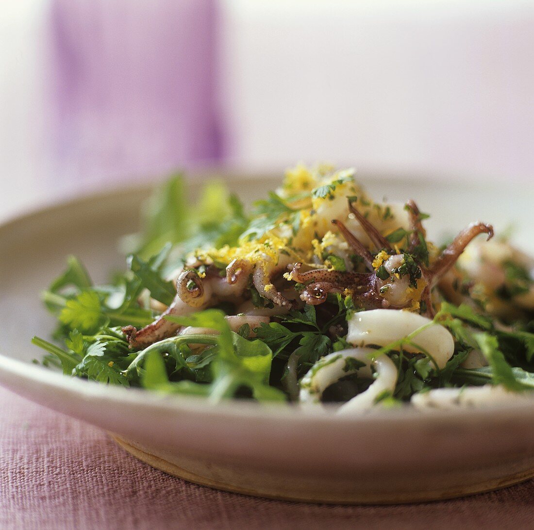 Tintenfisch-Rucola-Salat