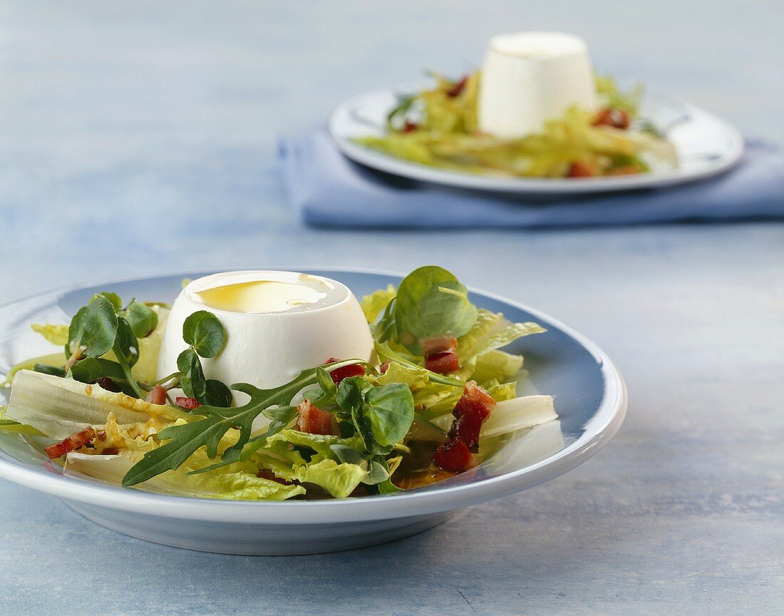 Spring salad with fresh goat's cheese