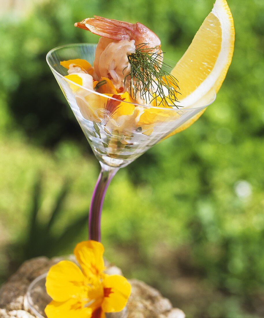 Shrimp cocktail in a Martini glass