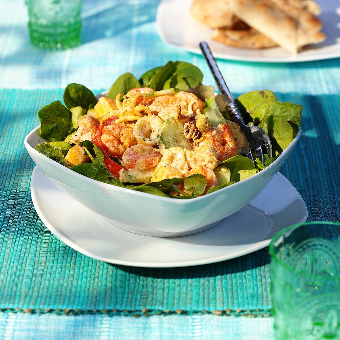 Fruity seafood salad with curry sauce