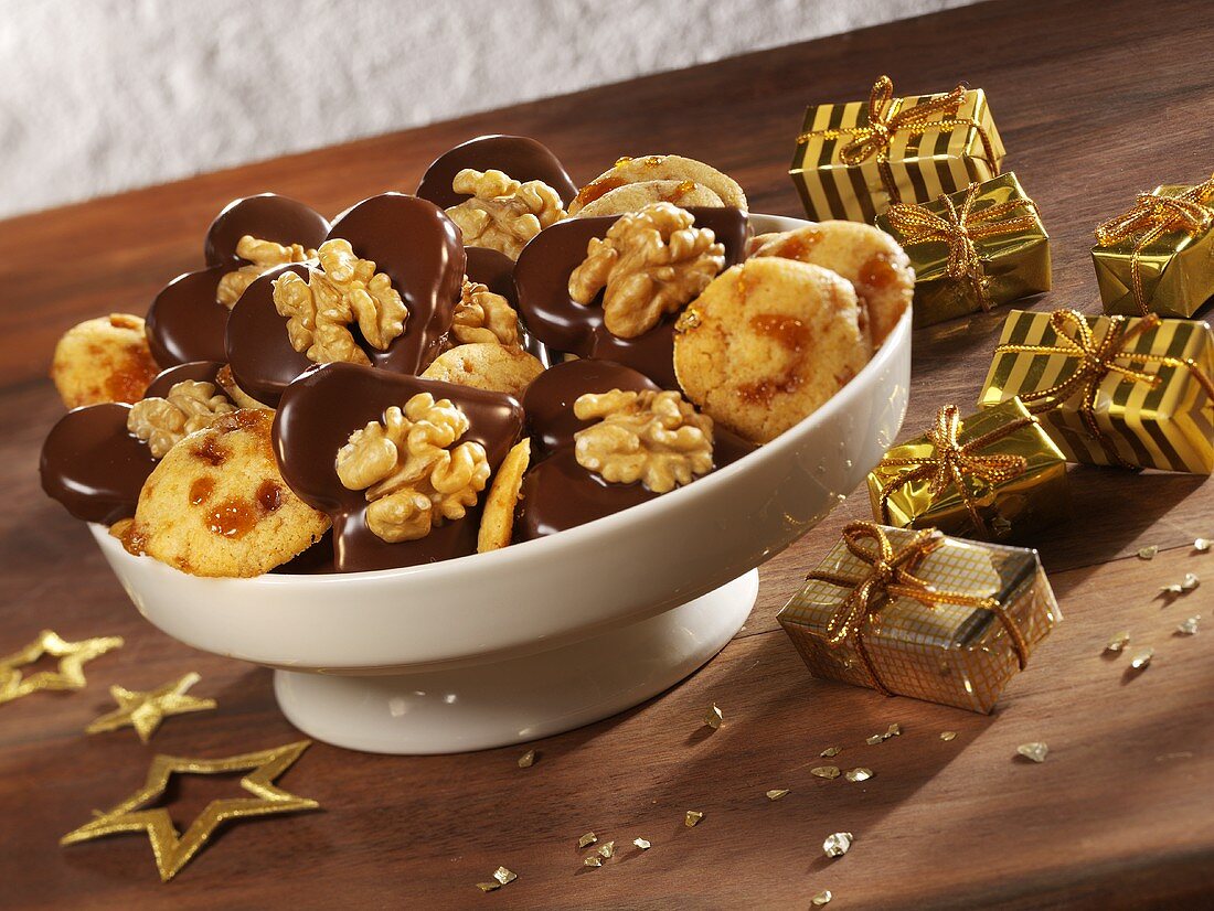 Christmas biscuits in a bowl