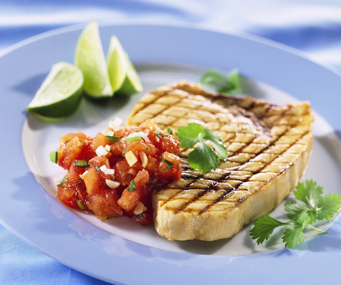 Sword fish fillet with tomato salsa