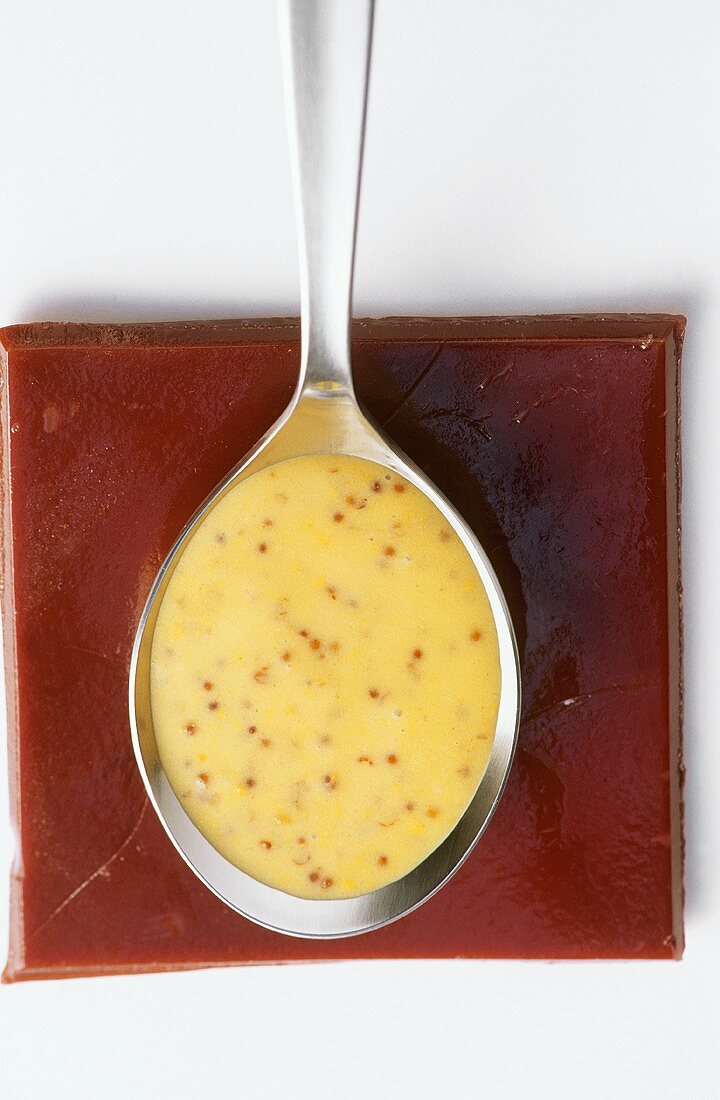 A spoonful of mustard sauce