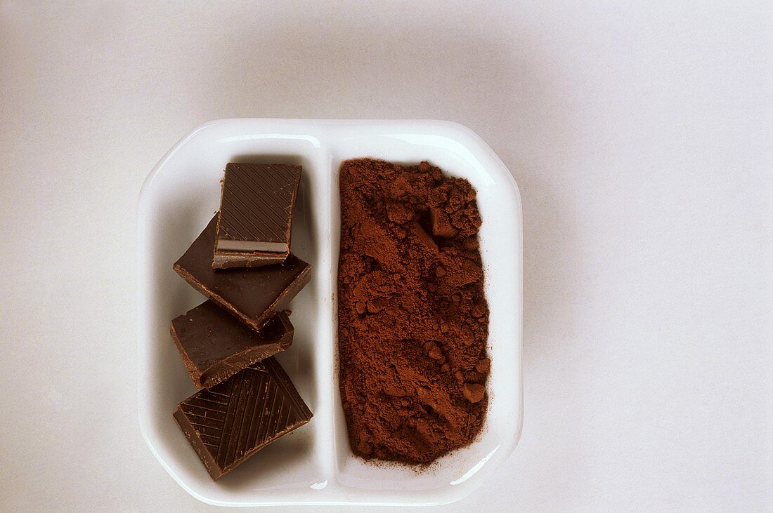 Kakaopulver und Bitterschokolade