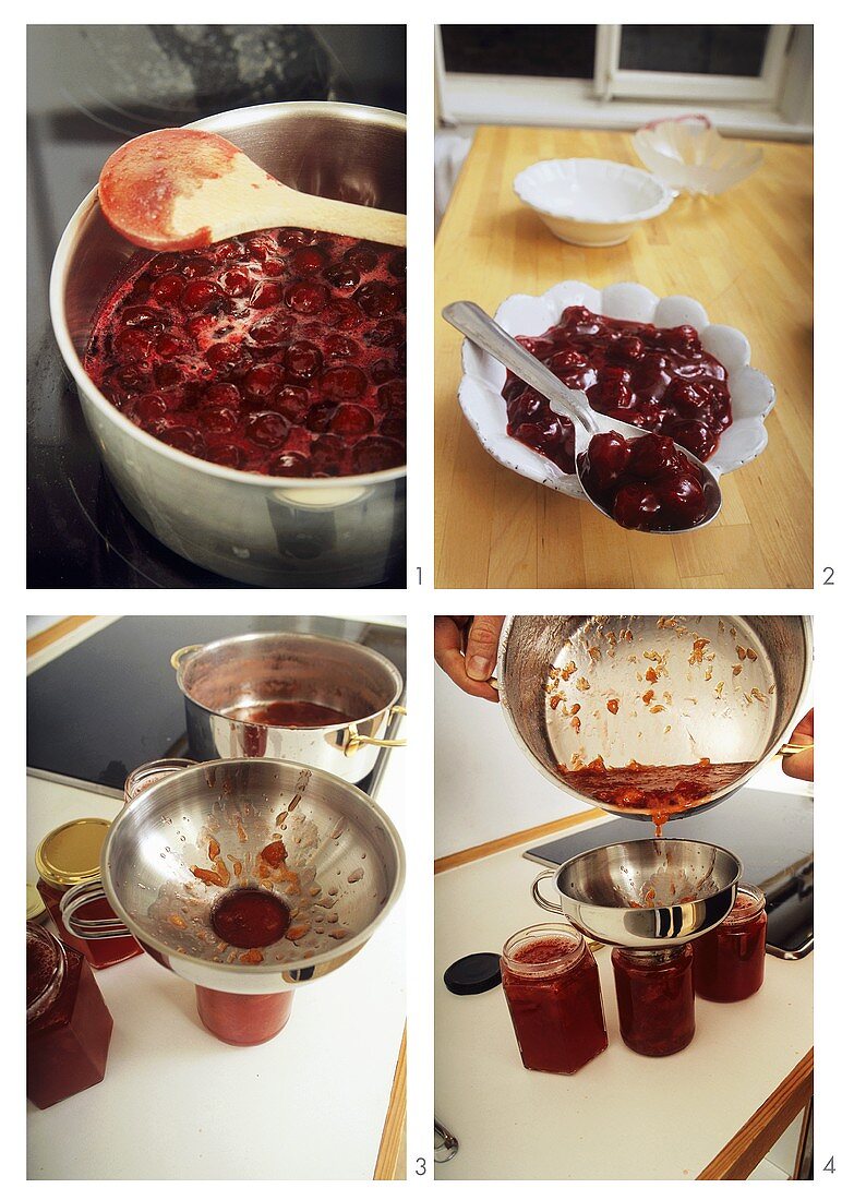 Making cherry jam