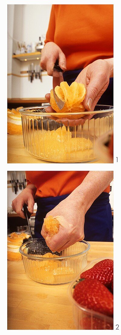Dividing oranges into segments