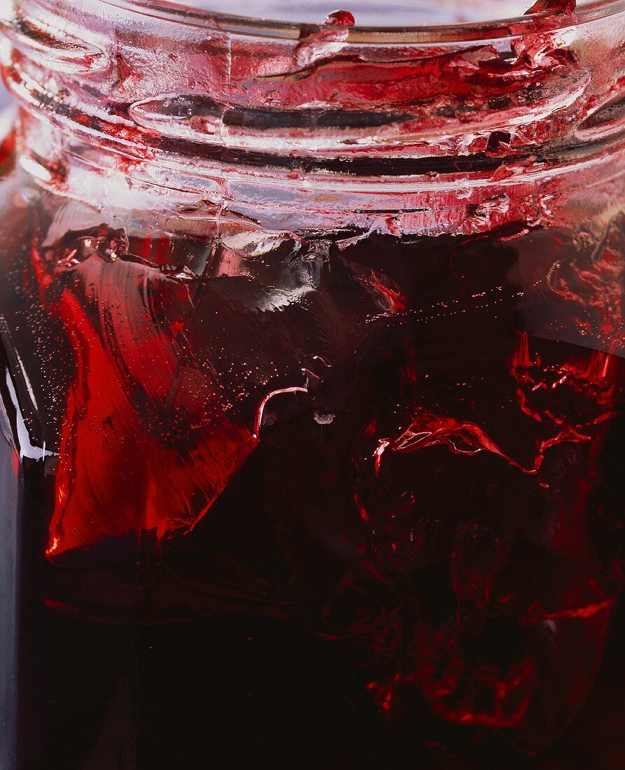 Berry jelly in a jam jar