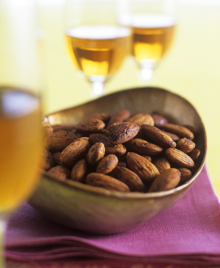 Roasted almonds in a bowl