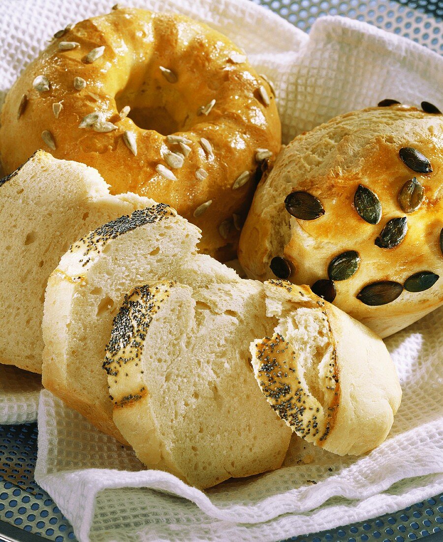 Wheat bread in three different shapes