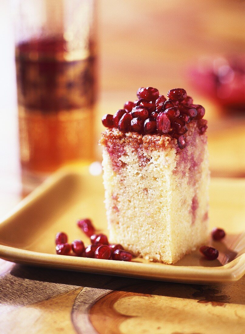 Pomegranate cake with maple syrup