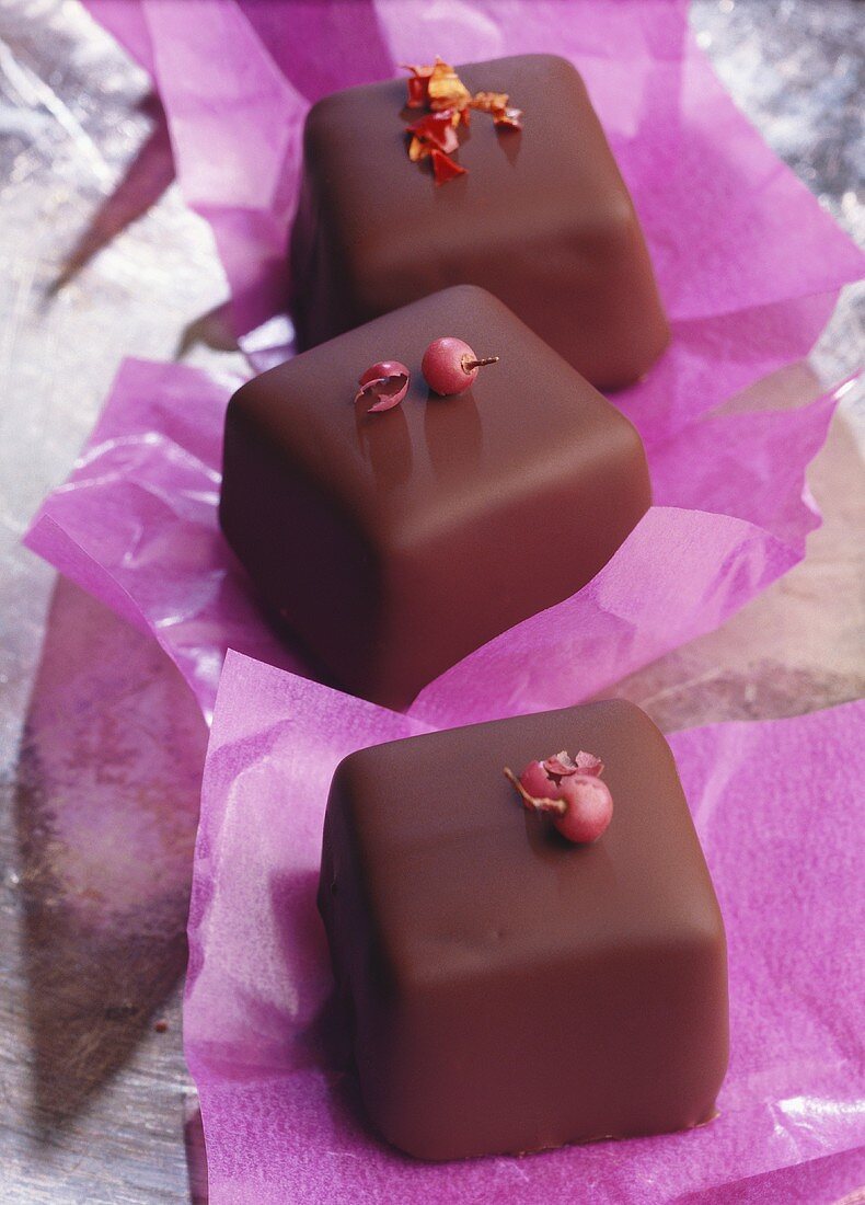Chocolates with pink pepper