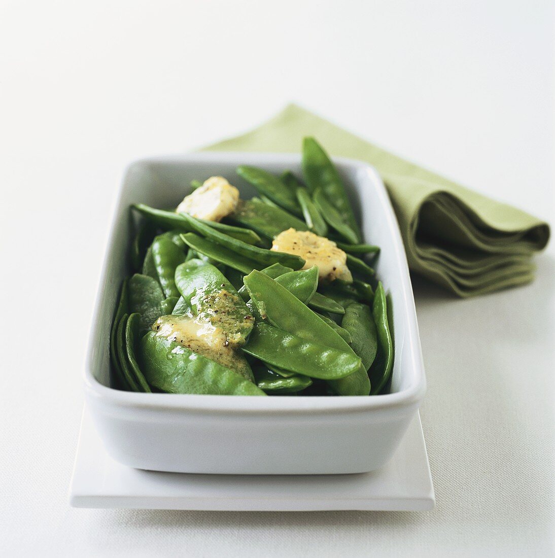 Mangetout with herb butter