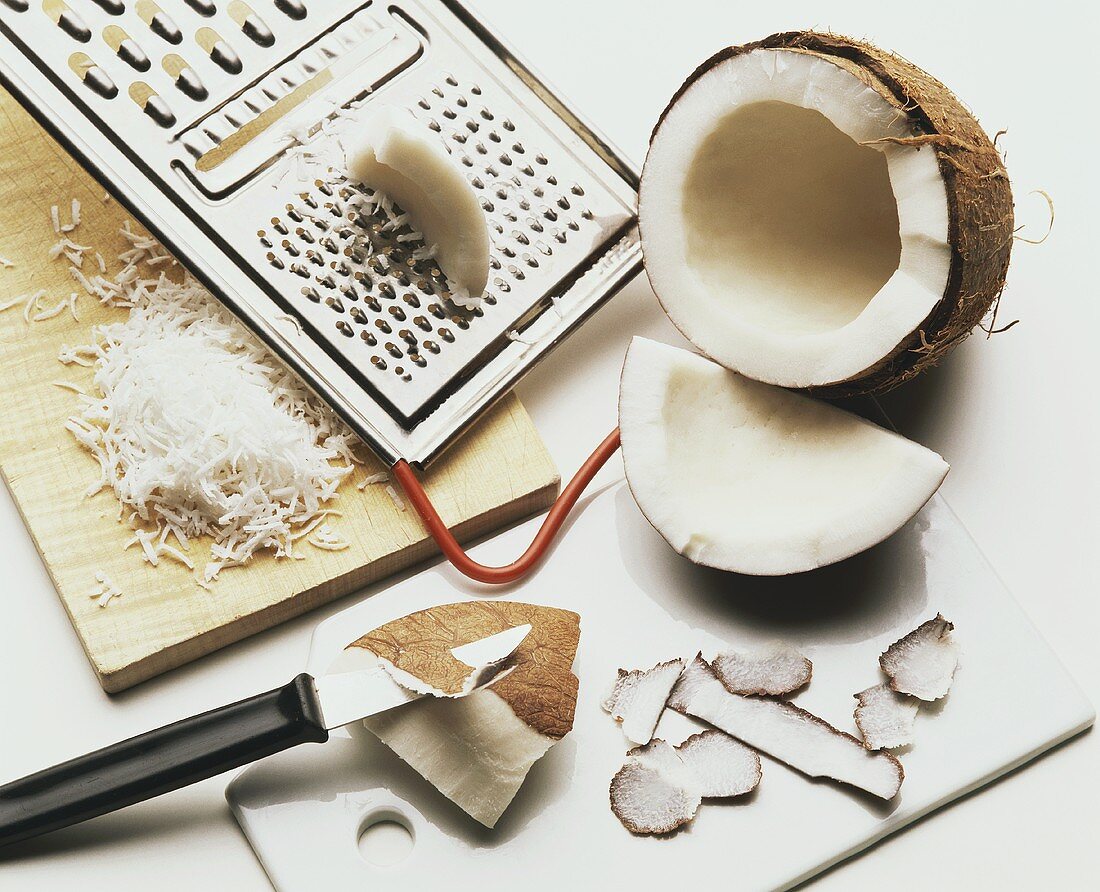 Grating coconut