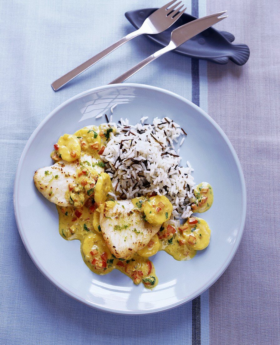 Steinbutt auf Bananencurry