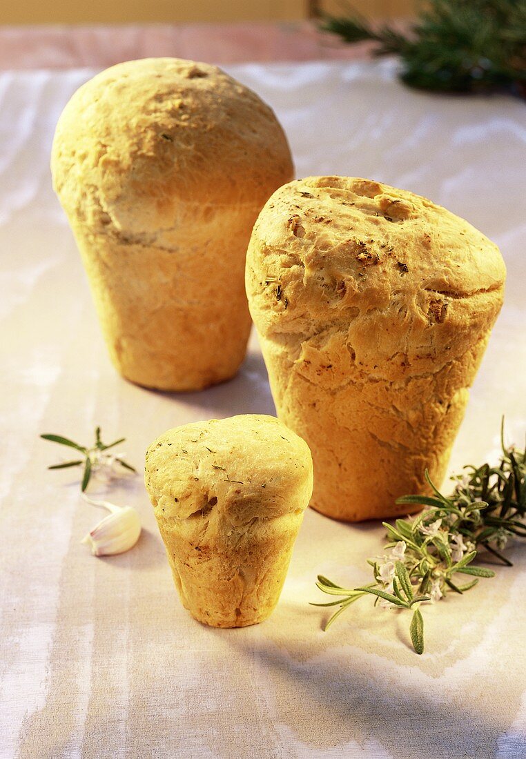 Rosemary bread baked in a flowerpot