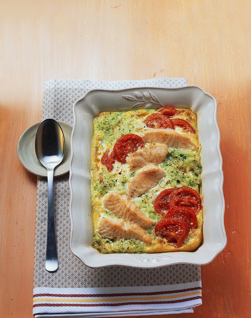 Salmon and tomato gratin