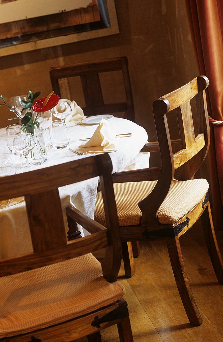 Gedeckter Tisch im 'La Belle Vue', Saulxures, Frankreich