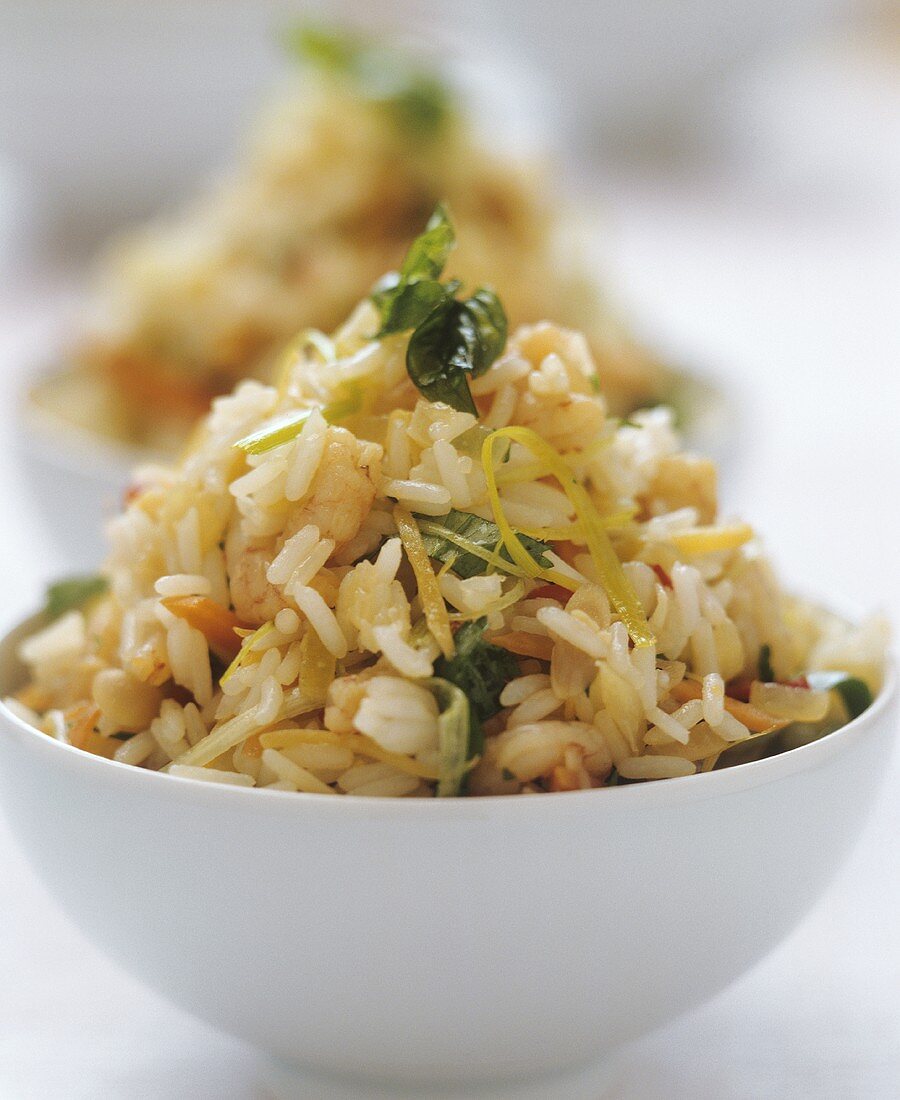 Reispfanne mit Garnelen und Gemüse