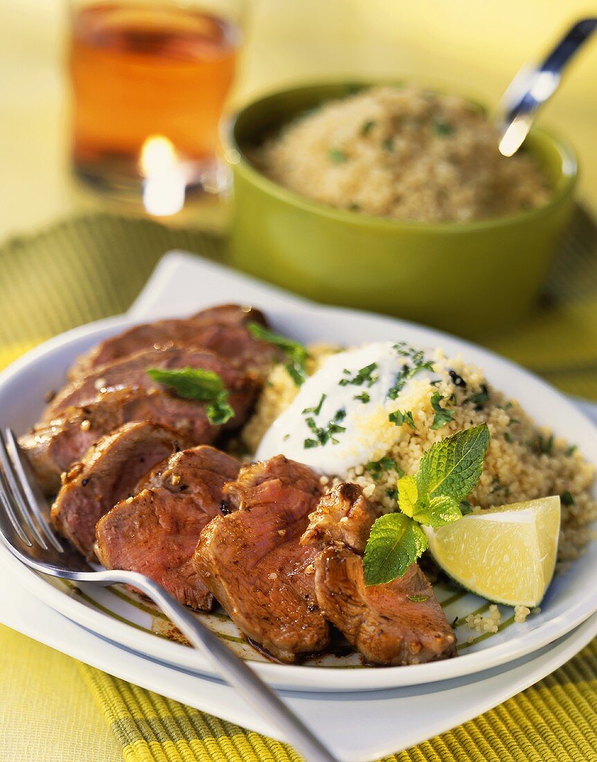 Marinated lamb fillet with couscous