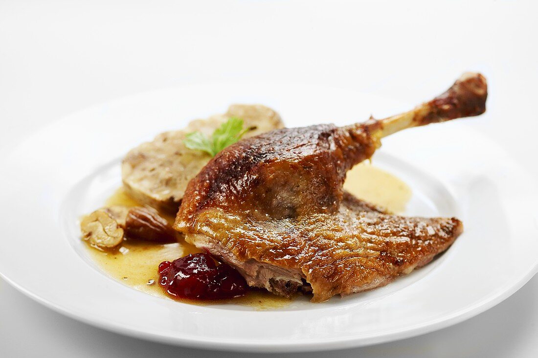 Leg of Christmas goose with chestnut stuffing
