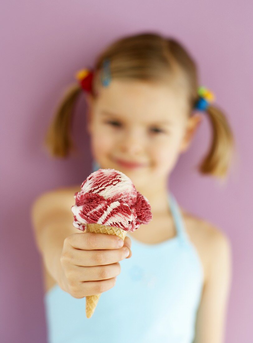 Small girl with Amarena cherry ice cream