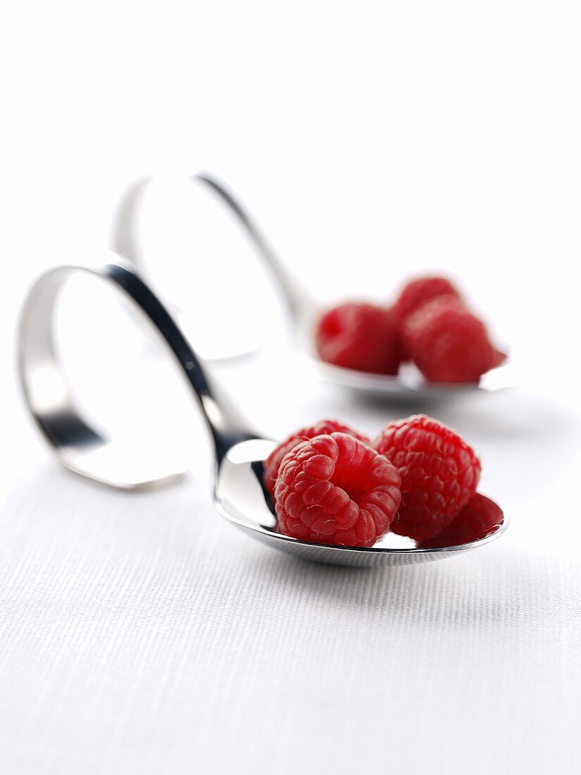 Raspberries on a spoon