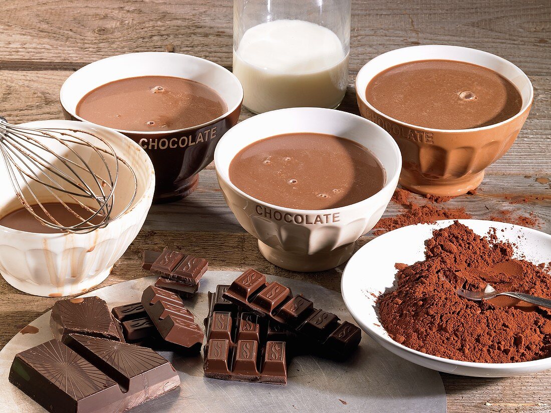 Stillleben mit Kakao und Schokolade