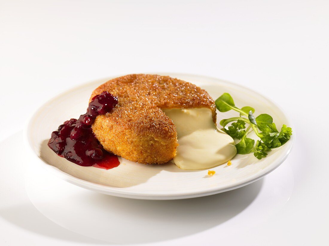Fried Camembert with cranberries