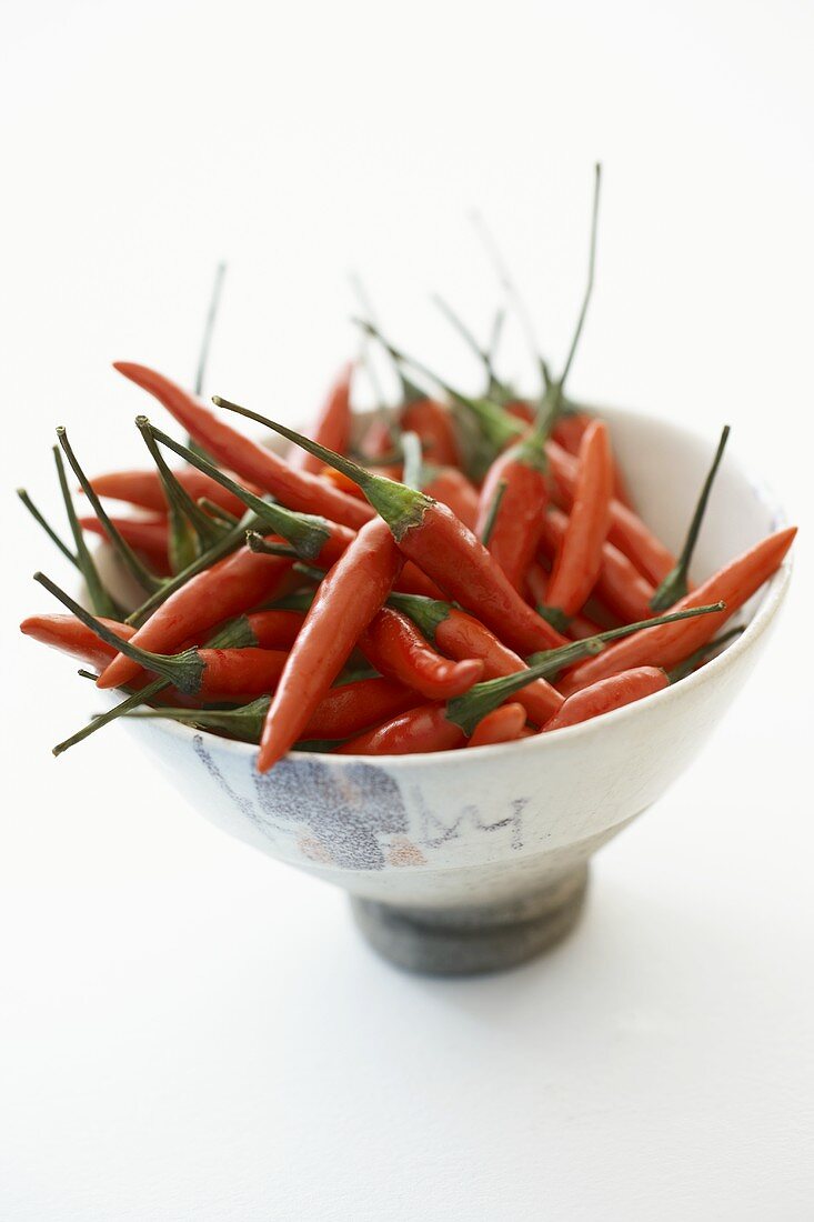 Red chili peppers in a bowl