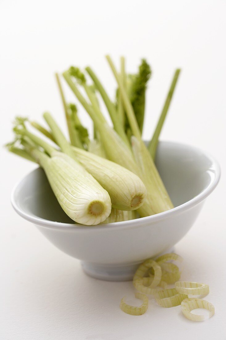 Baby fennel in a small bowl