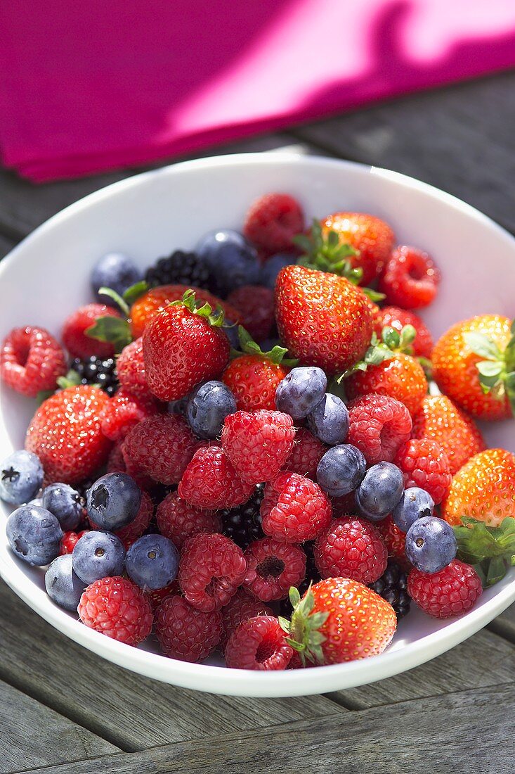 Mixed berries in a small bowl