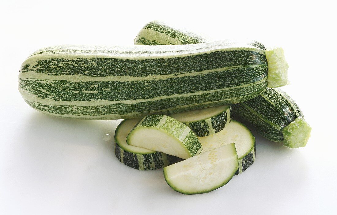 Two whole courgettes & several courgette slices