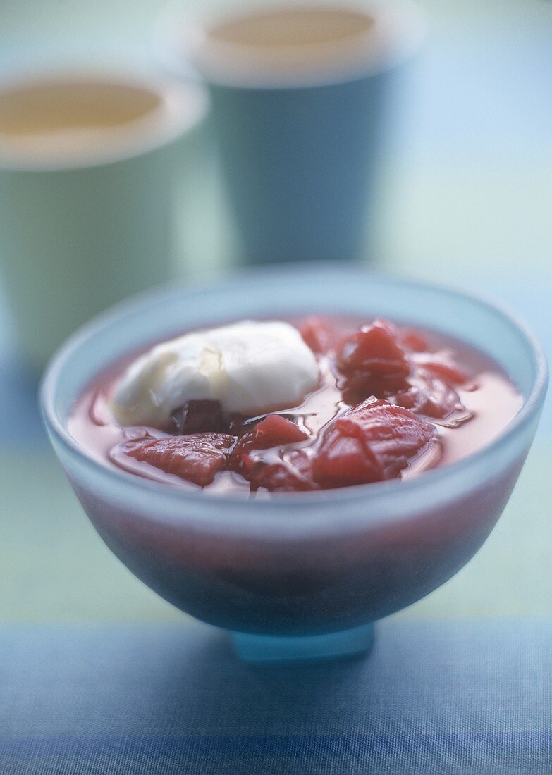 Rhubarb compote with honey yoghurt
