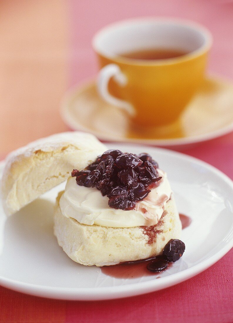 Scone with blueberry jam