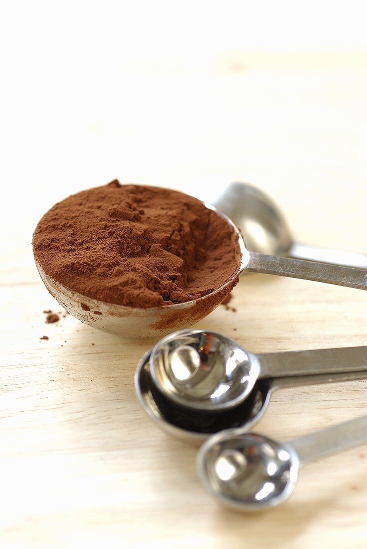 Cocoa powder in measuring spoon