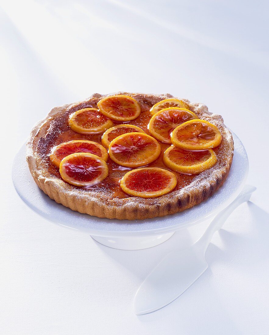 Orangentarte mit kandierten Orangen